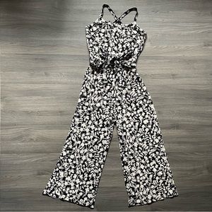 Mango black floral jumpsuit